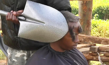 The barber who uses a shovel and an iron