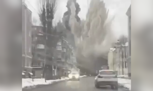 Moment russian ballistic missile explodes in central Kharkov