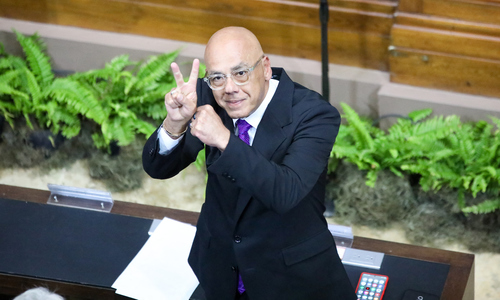 Venezuelan lawmakers mimic Maduro's 'victory' gesture