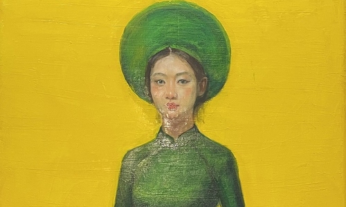 Figures of young women in oil paintings