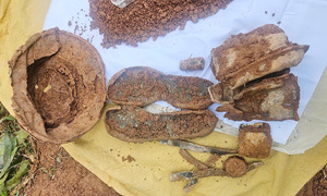 Two fallen soldiers' remains, sandals, and mortar rounds discovered