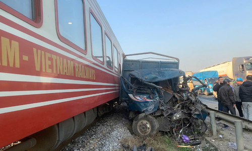 Truck crushed in collision with luxury train