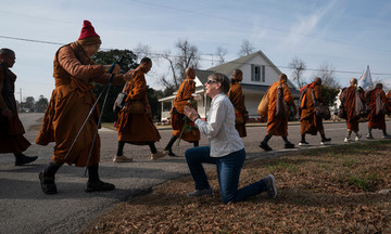 19 monks 'walking for peace' across America