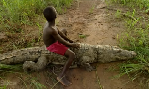 The only tribe living with crocodiles as family