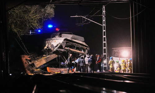Wall collapse derails train in Spain
