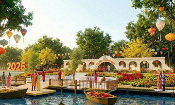 Waterpoint spring flower festival along the Vam Co Dong river