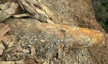 Bomb discovered during house foundation excavation