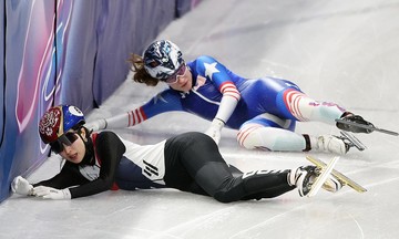 US speed skater locks social media after falling into Korean opponent