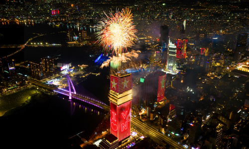 Fireworks illuminate 55-story tower in Ho Chi Minh City