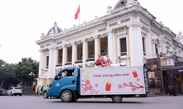 Swedish giant horse taken for a stroll around Hanoi by ambassador