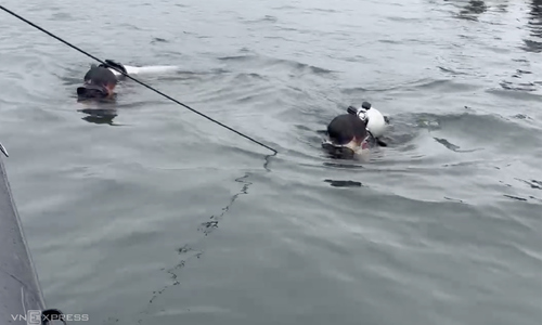 Naval commandos dive for victims in Thac Ba Lake