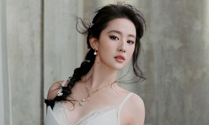 Liu Yifei promotes monochrome lingerie