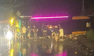 Bus carrying 10 people overturns on national highway