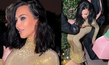 Kim Kardashian falls due to towering heels