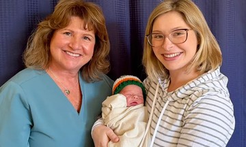 Three generations of one family share the same birth day and time