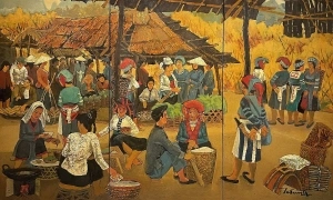 Rural market scenes in artist Hoang Sung's paintings