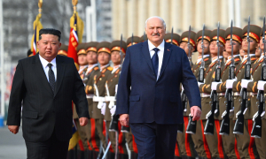 North Korea fires 21-gun salute to welcome Belarus president