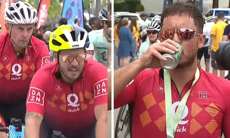 Hazard celebrates 167 km cycling journey with a beer