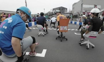 The office chair race in Japan
