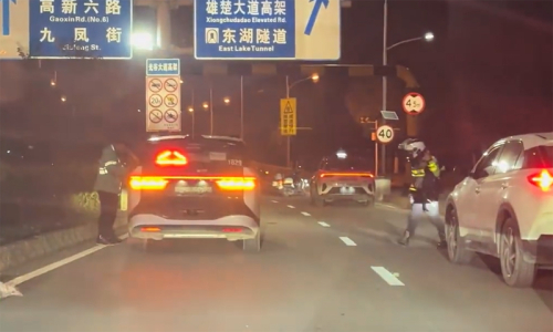 Self-driving taxis motionless, passengers stranded on elevated highway