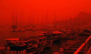 Greece's sky turns red-orange due to desert dust