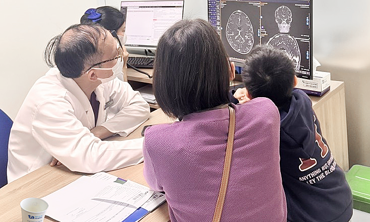 7-year-old boy diagnosed with vascular malformation on forehead