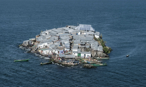 Life on a rock island half the size of a football field, home to 1,800 people