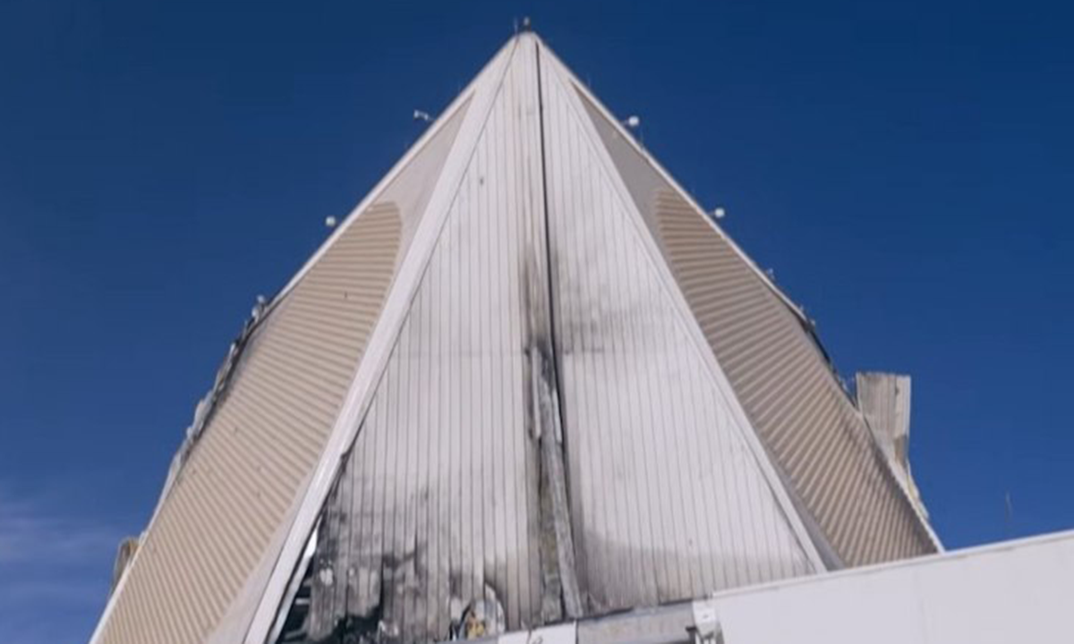 Close-up of billion-dollar radar after sustaining Iranian attack