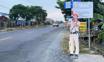 Traffic police mannequins for speed enforcement on national highway N2