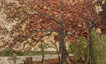 Vietnamese landscape paintings made from dried leaves and flowers