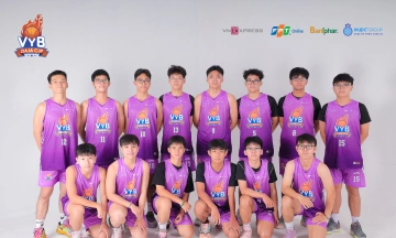 Gia Dinh High School boys' team poses confidently at media day