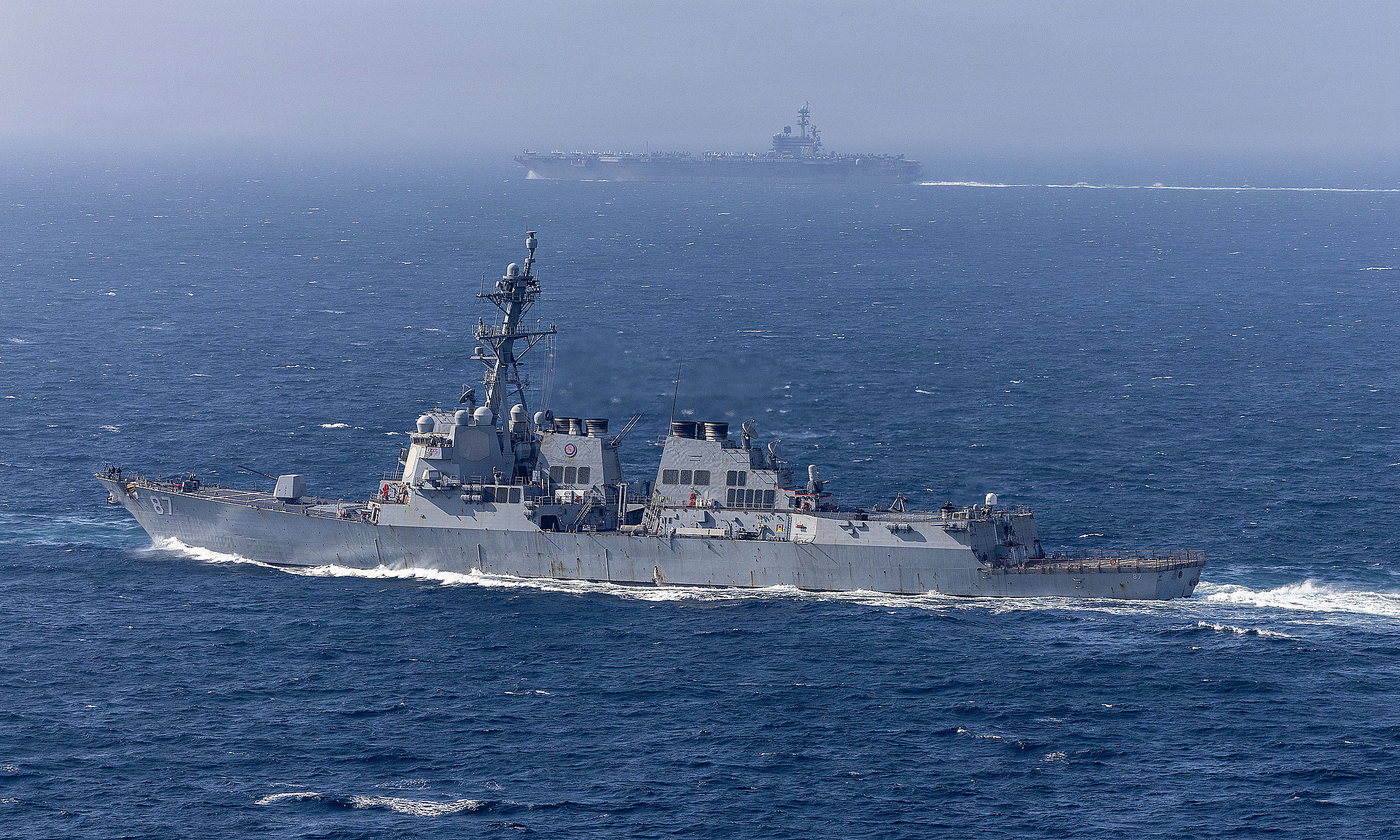 Two US warships face 'rain of Iranian fire' entering Persian Gulf