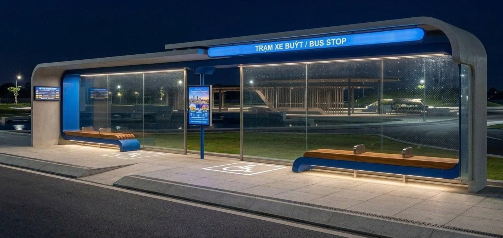 Three new bus stop shelters in TP HCM integrate many amenities