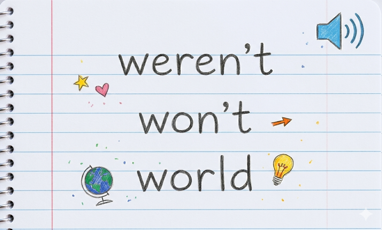 Distinguishing the pronunciation of weren't, won't, and world
