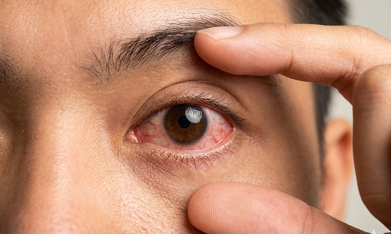 What does fluid accumulation in the eye warn of?