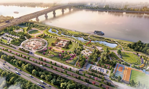 Vision for a chain of public spaces along the Red River
