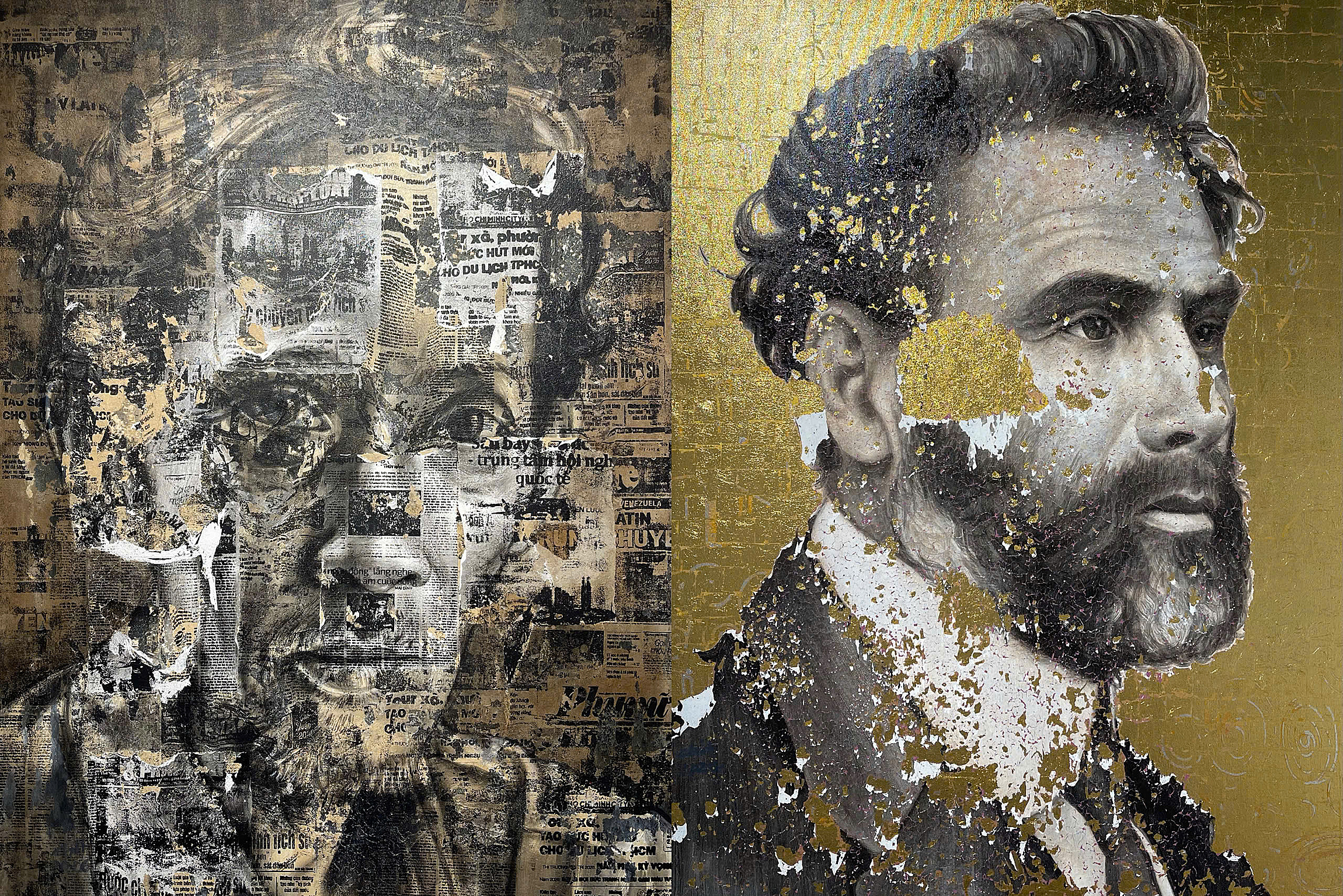 Portraits of Bui Xuan Phai and world-renowned artists