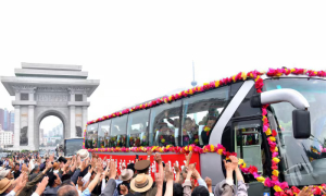 North Koreans take to streets to celebrate club's women's championship in South Korea