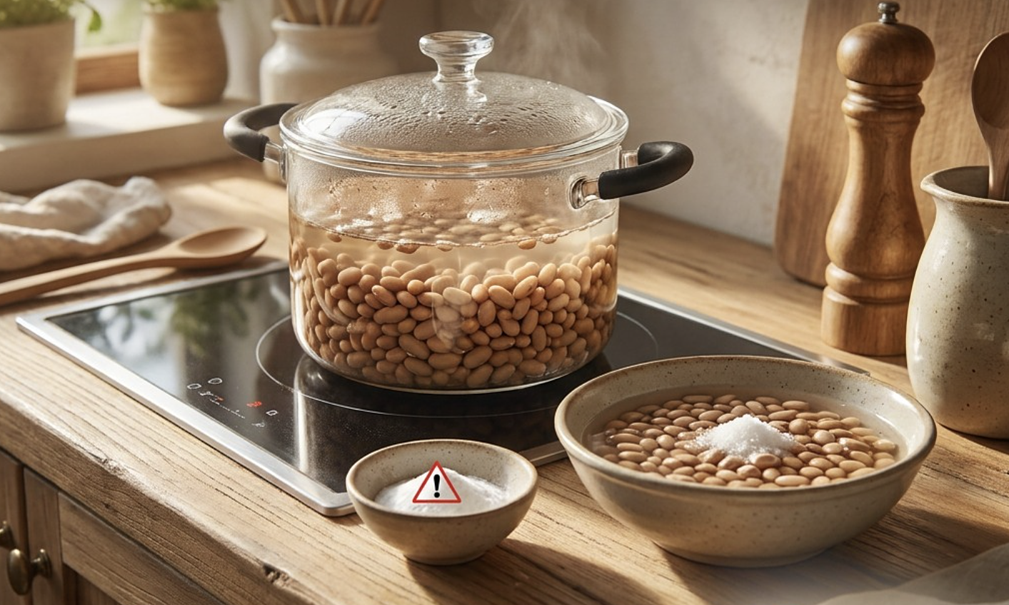 Should you add baking soda when simmering beans?