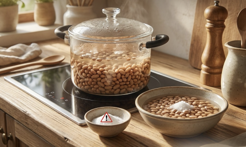 Should you add baking soda when simmering beans?