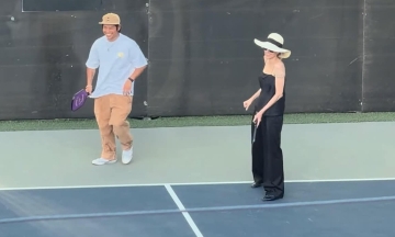 Angelina Jolie plays pickleball with Pax Thien