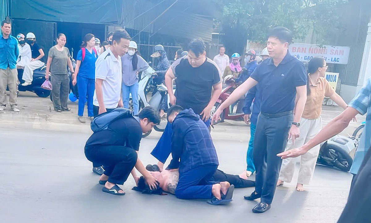 Medical professionals perform CPR to save critically injured accident victim