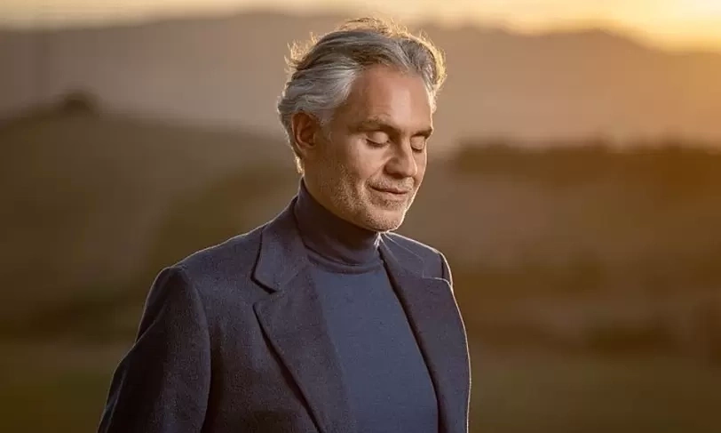 Blind tenor Andrea Bocelli sings to cheer on the World Cup