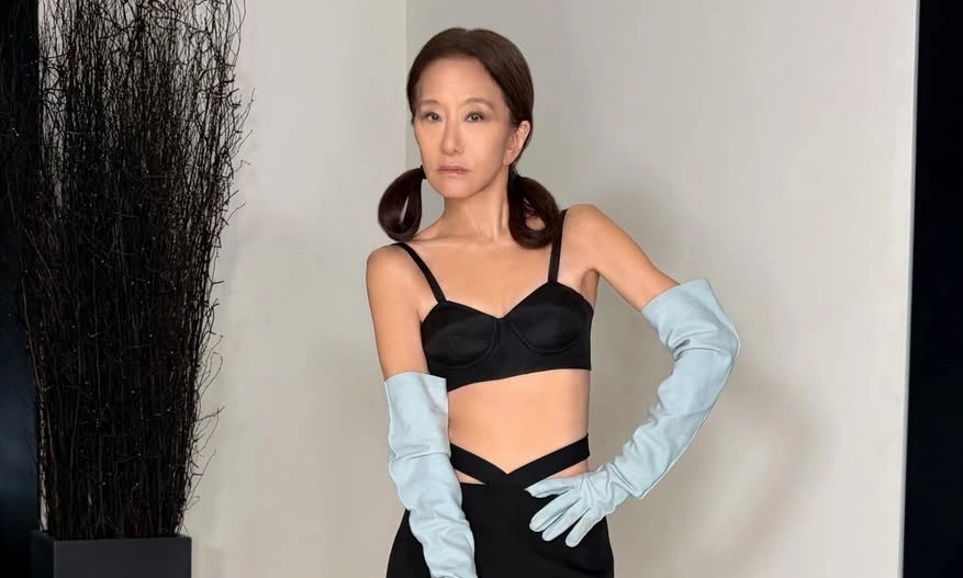 Vera Wang wears sheer dress, styles hair in pigtails