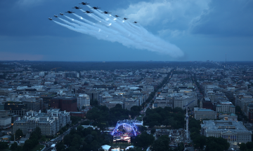 Fighter jets fly over the White House on Trump's birthday