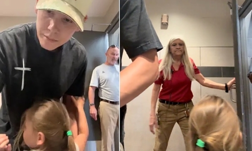 Dad takes young daughters into women's restroom, blocked by stranger who calls police