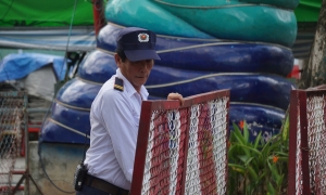 Fencing off a Section of Le Thi Rieng Park to Prepare for Fallen Soldiers' Remains Search