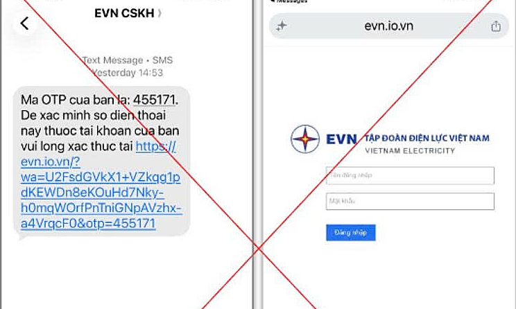 EVN warns against fake OTP message scam
