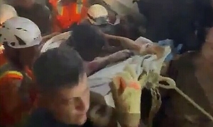 Moment of woman's rescue after two days trapped in Venezuela earthquake