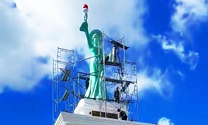 Statue of 'goddess of liberation' illegally built is dismantled